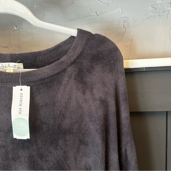 NEW Nine Britton Super Soft Black Charcoal Crewneck Top size M - Picture 6 of 11